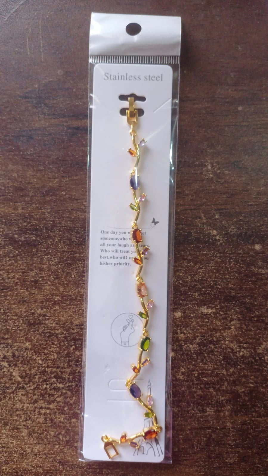 Model wearing gold-plated tulip crystal bracelet