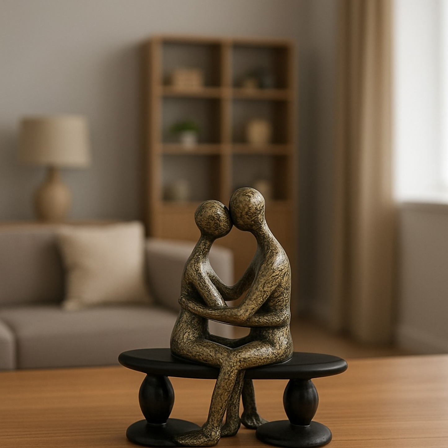 Abstract Hugging Couple Sitting Showpiece for Home Decor & Gifting