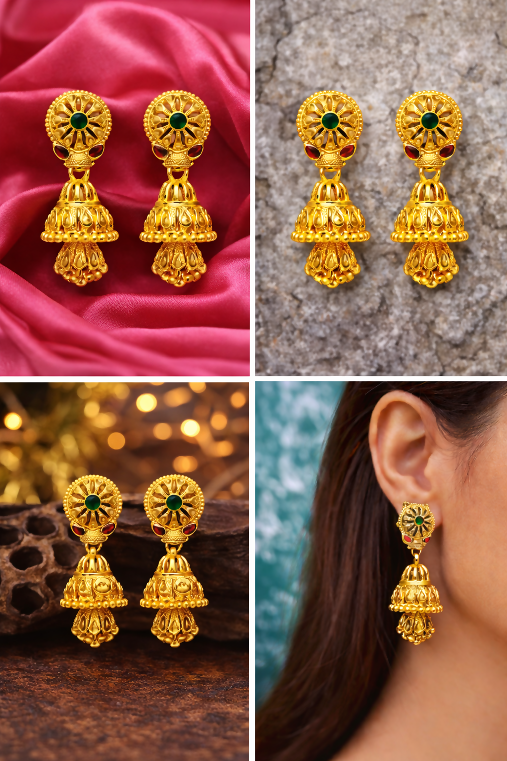 Traditional Gold Plated Jhumka Earrings for Women