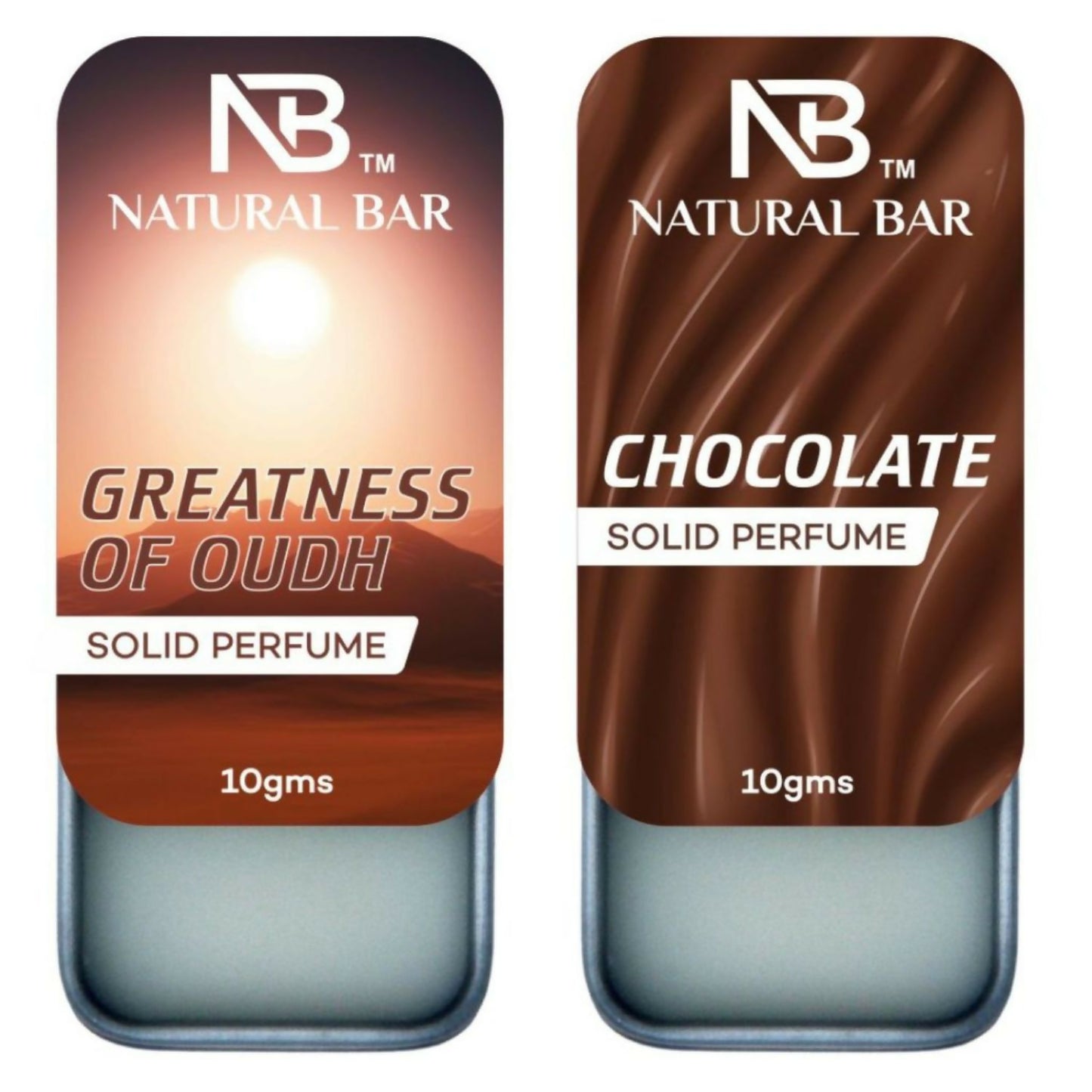 Natural Bar Chocolate And Greatness Of Oud solid Perfume combo | Alcohol Free Cologne for Men & Women | Strong & Lasting Fragrance | Gifting Set for Him & Her