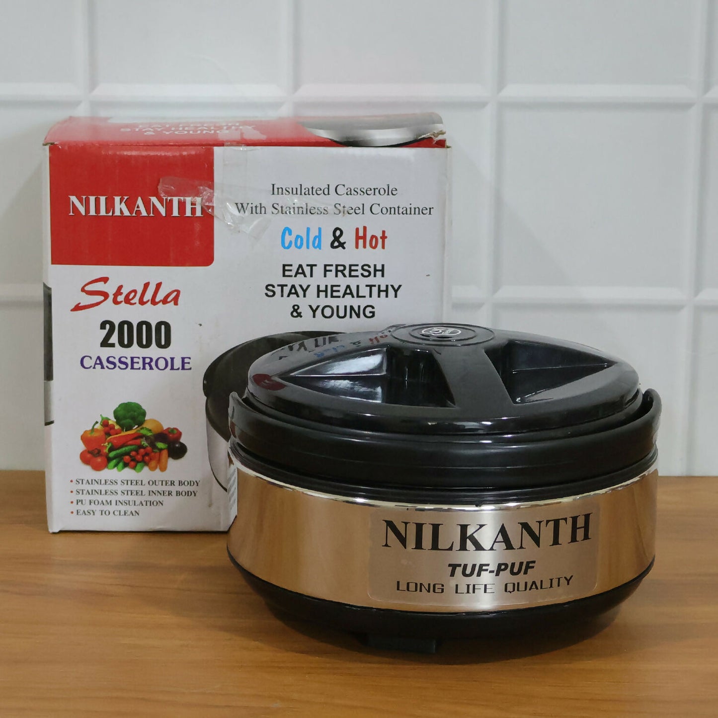 Double Wall Food Storage Container for Roti, Rice & Meals (Hot & Cold Food Keeper) 2000 ml