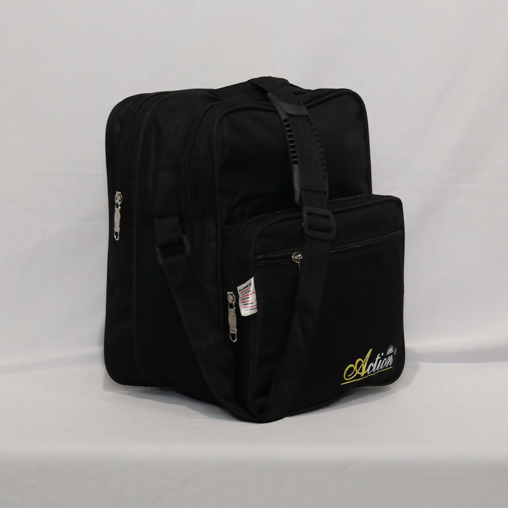 Black Action Tiffin Bag – Multi-Compartment Lunch Bag for Office & School