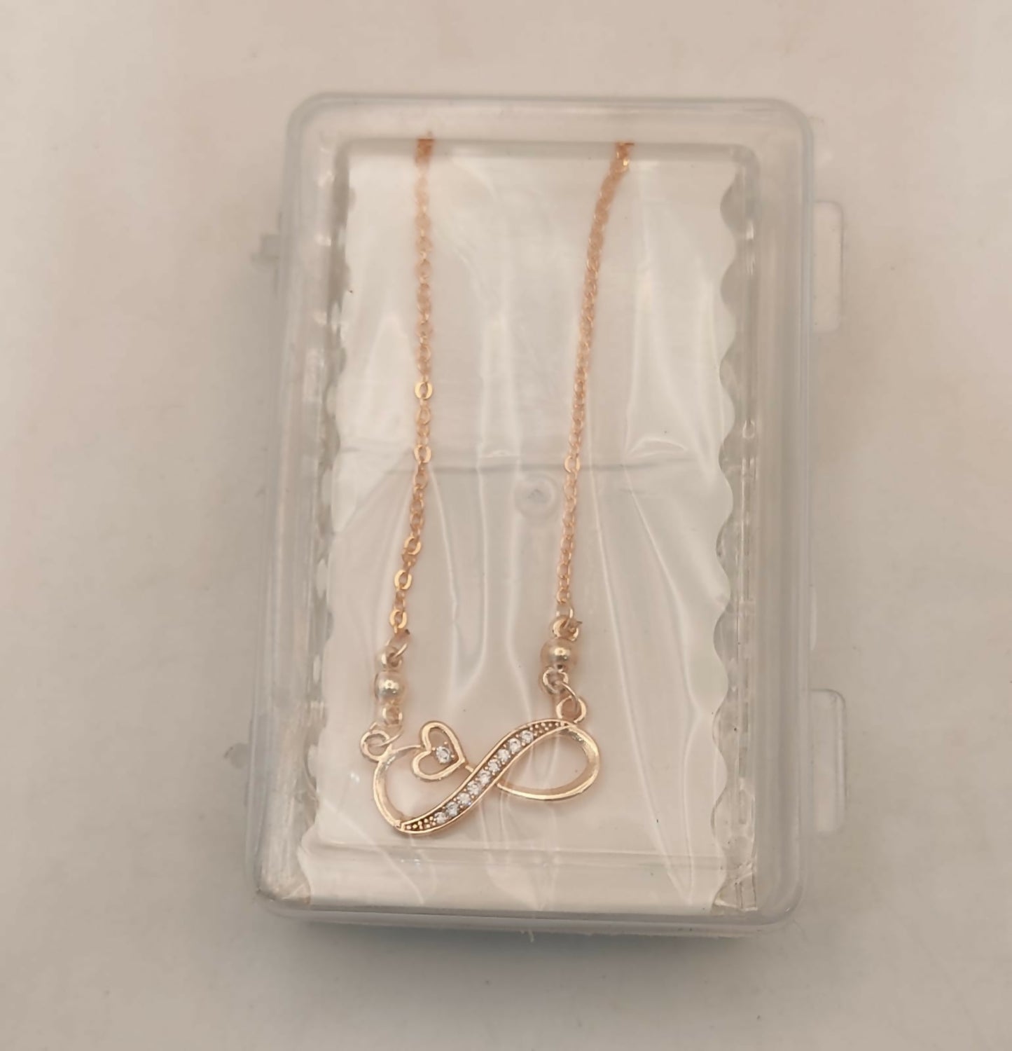 Rose Gold Infinity Heart Necklace with AD For women and girls
