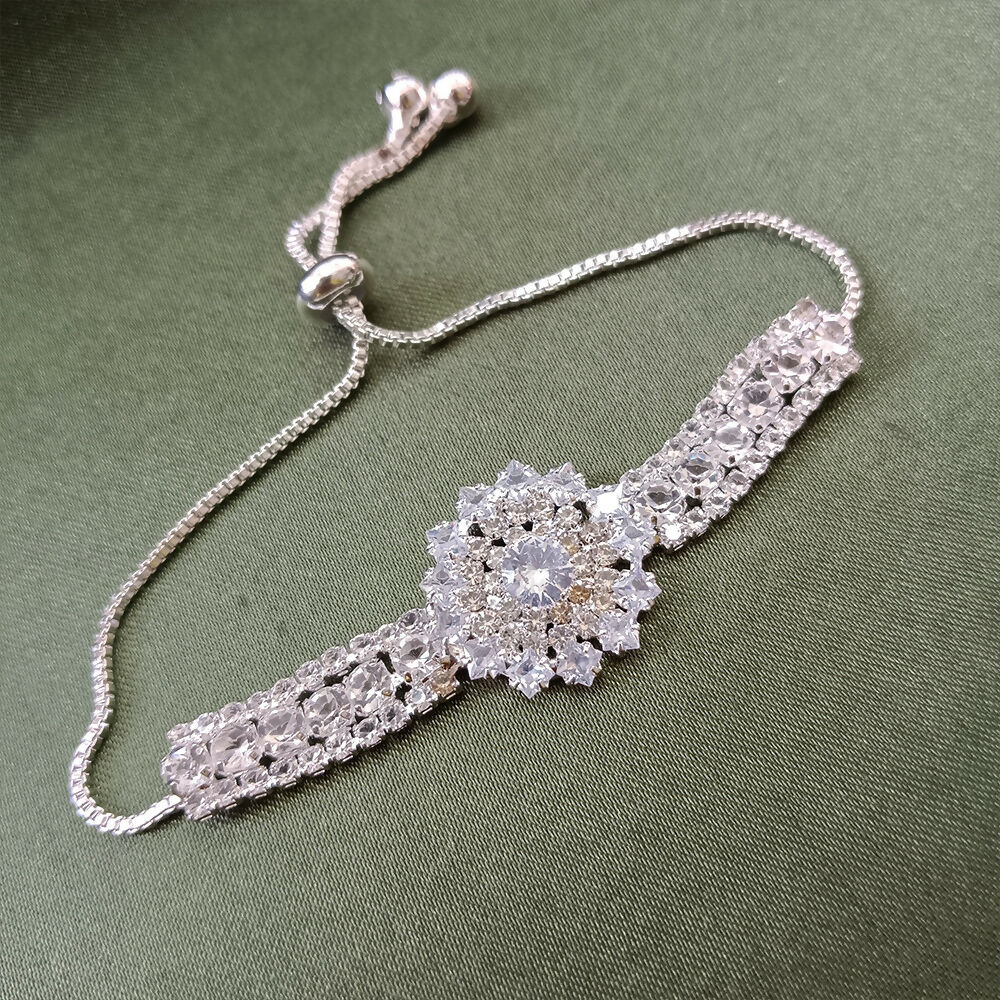 Silver Plated Ad Stone Adjustable Bracelet