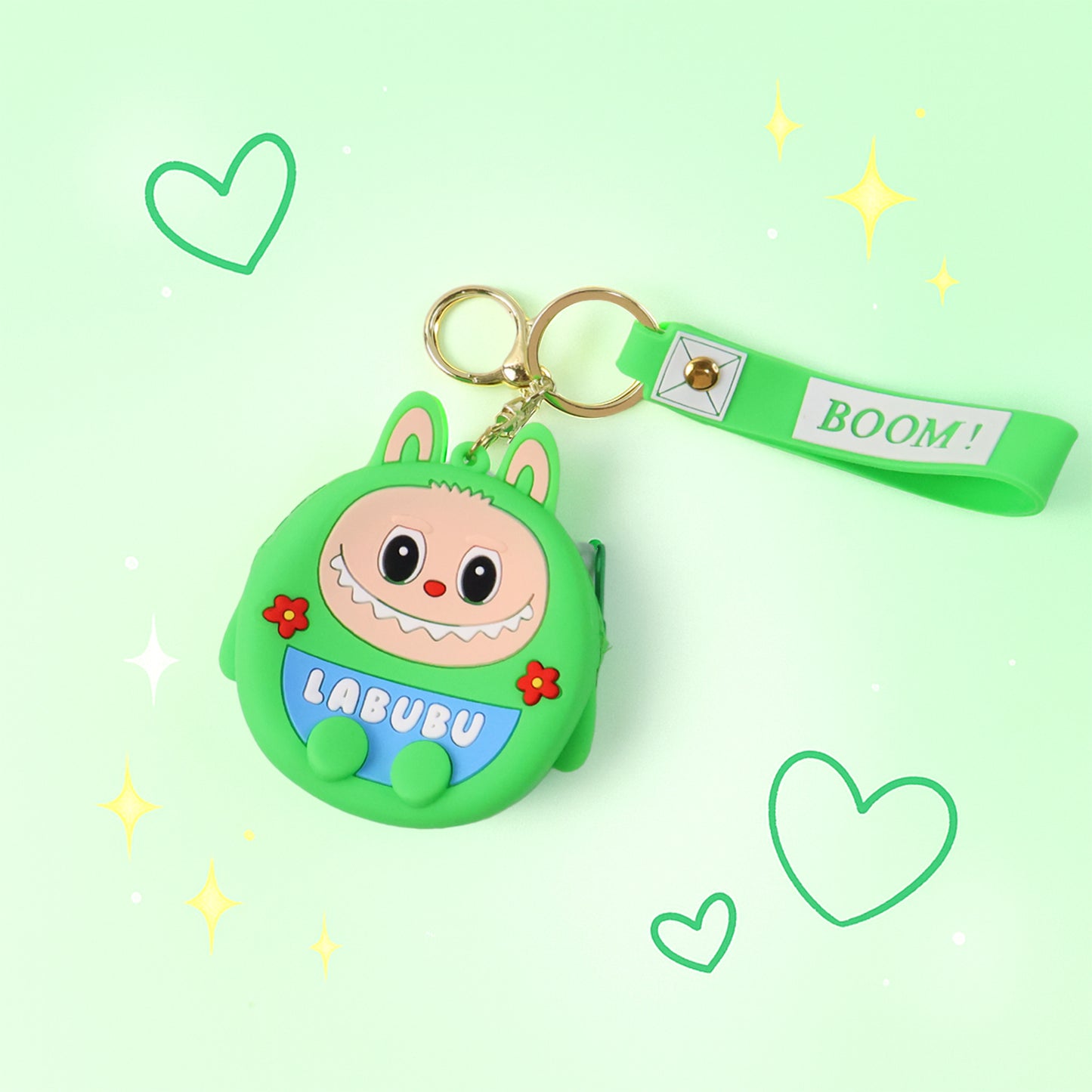 Cute Cartoon Character Coin Pouch with Keychain & Wrist Strap