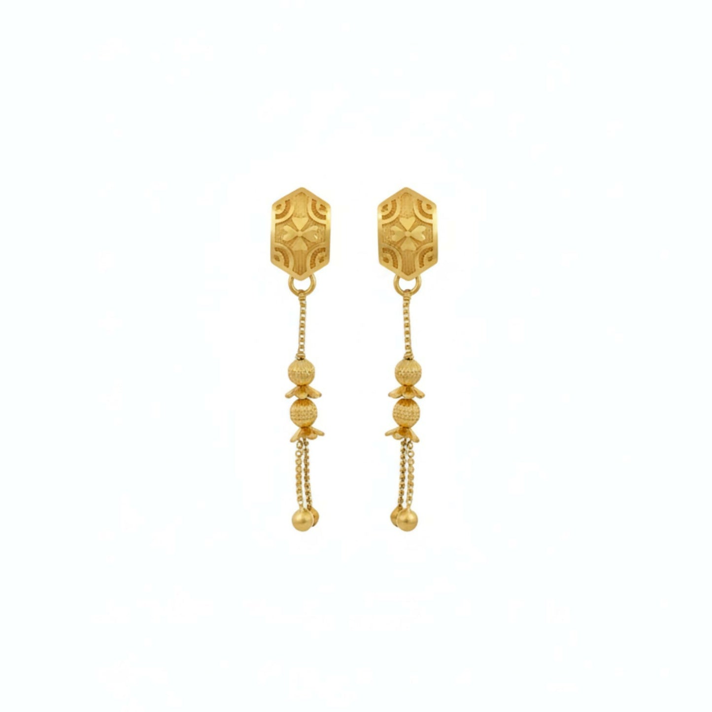 Long Chain Beads Golden Earrings for Women & Girls – Traditional Fancy Jewellery Gift