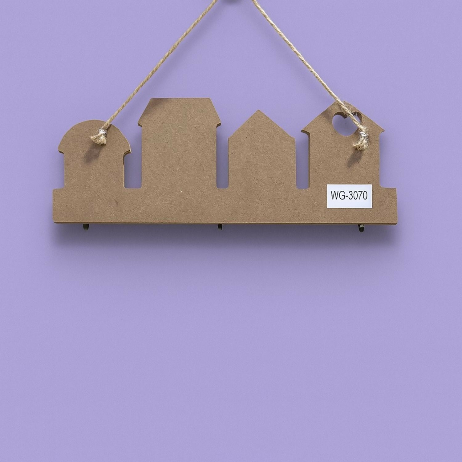 Wooden Wall Mounted Key Holder | Decorative “Home Sweet Home” House-Shaped Key Hanger | 4 Hooks Key Organizer for Wall | Rustic Wooden Wall Décor for Entryway, Living Room, Office & Gifting