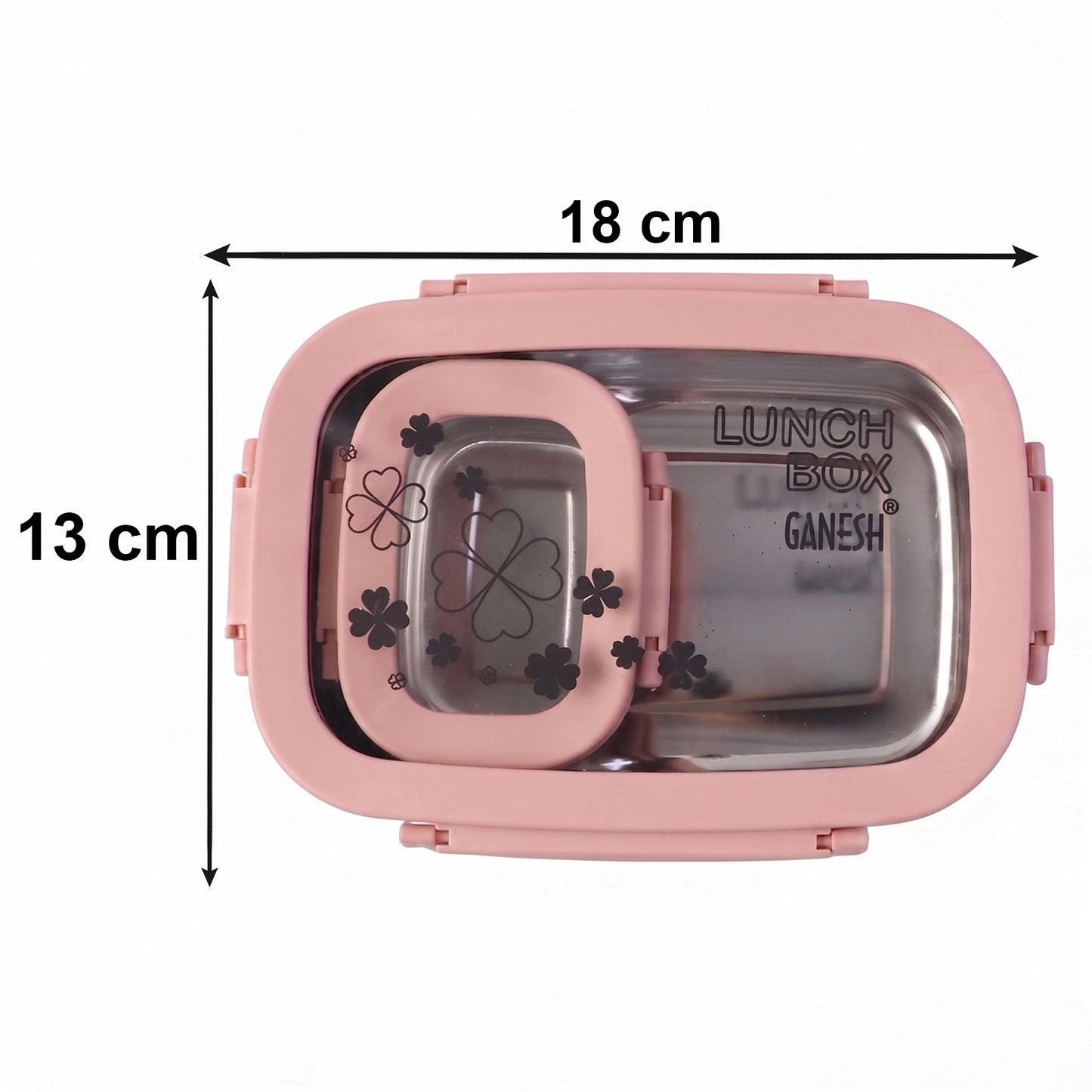 Ganesh Alpha Junior Stainless Steel Lunch Box Set 650 ML + 140 ML Approx