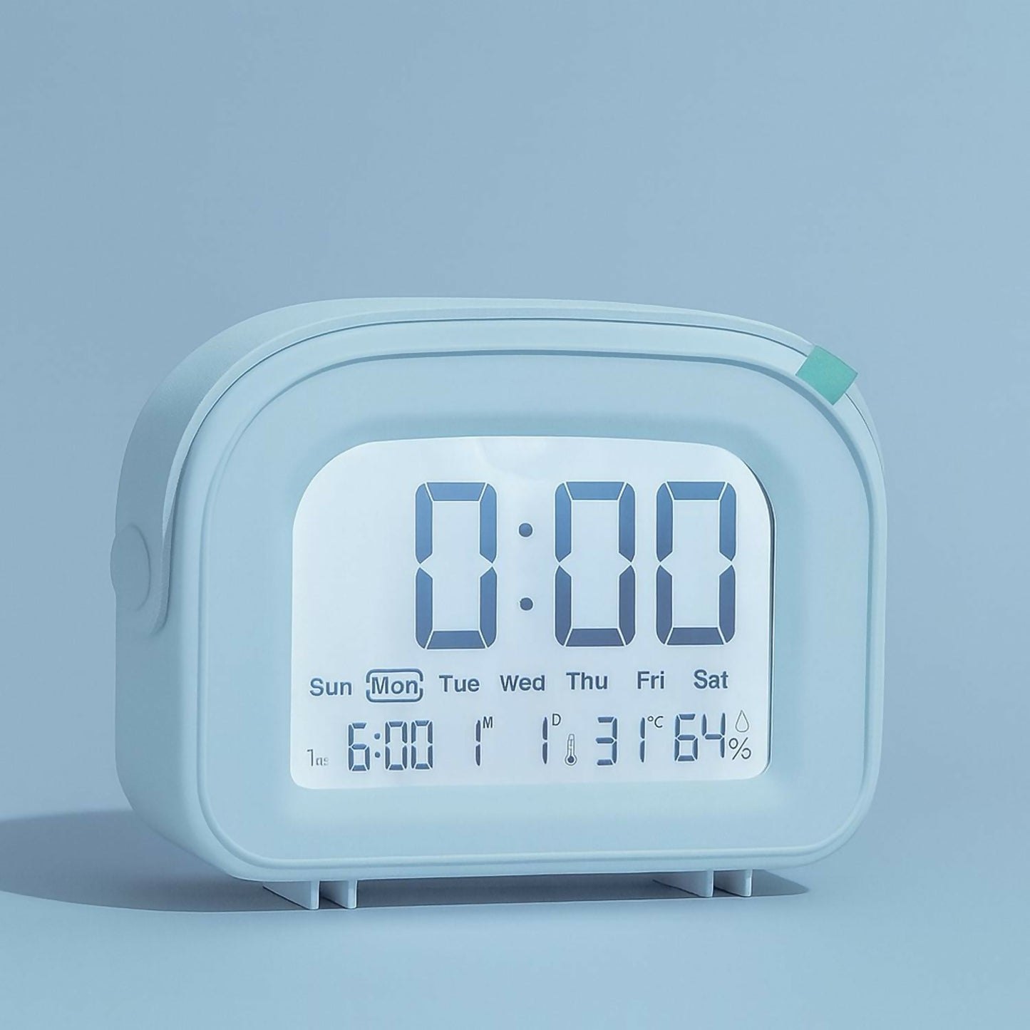 Blue Digital Alarm Clock with Backlight, Large LED Display, Snooze Alarm, Temperature & Humidity Display, Battery Operated Desk & Bedside Clock for Kids, Teens, Bedroom & Office