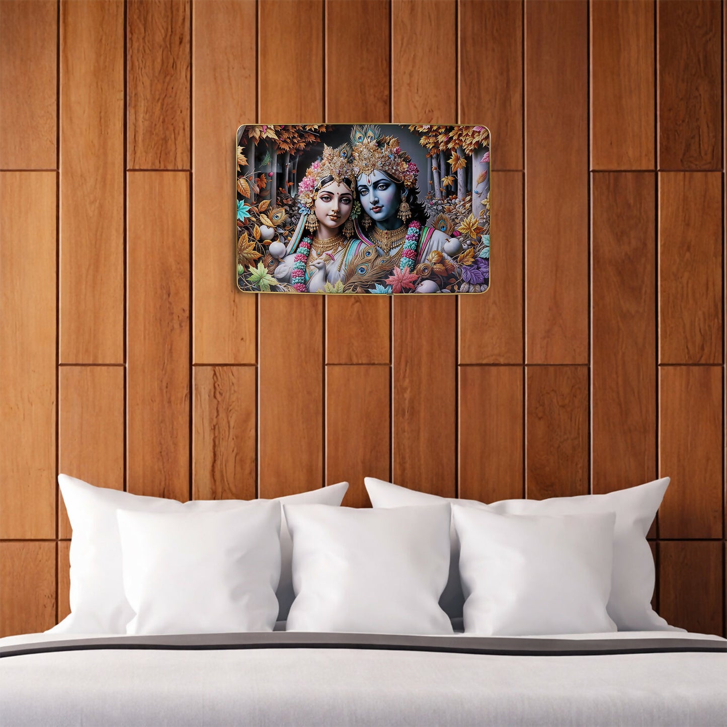 Radha Krishna Wall Frame Premium Spiritual Decorative Wall Art Home Decor (18x12 Inch)