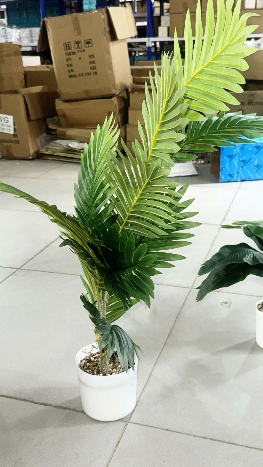 Artificial Palm Leaf Plant with Pot for Home & Office Table Décor
