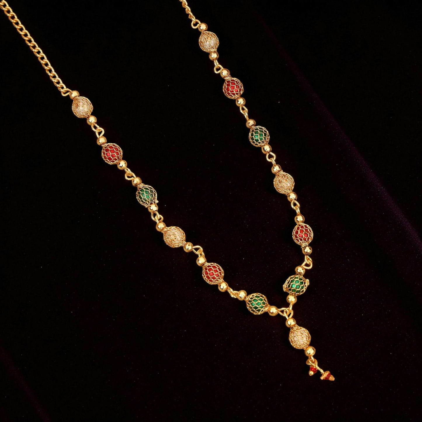 Rose Gold-Toned Pave AD Tassel Choker Set