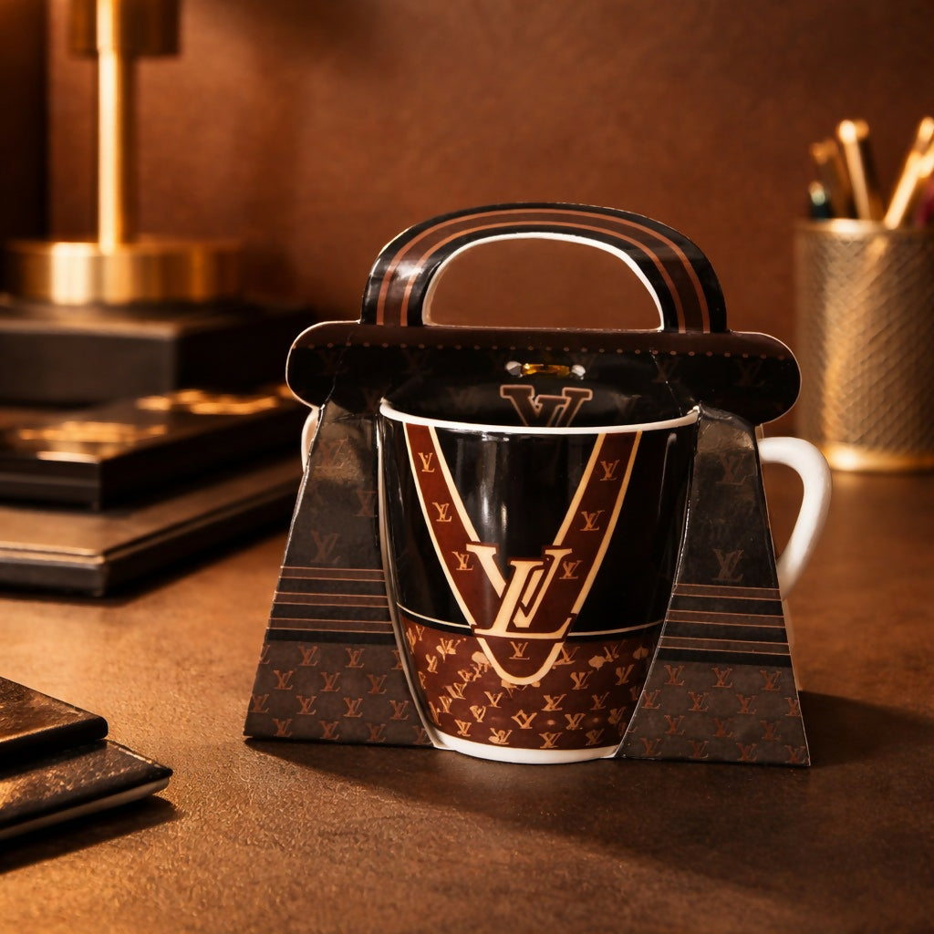Premium printed ceramic coffee mug and elegant gift box set