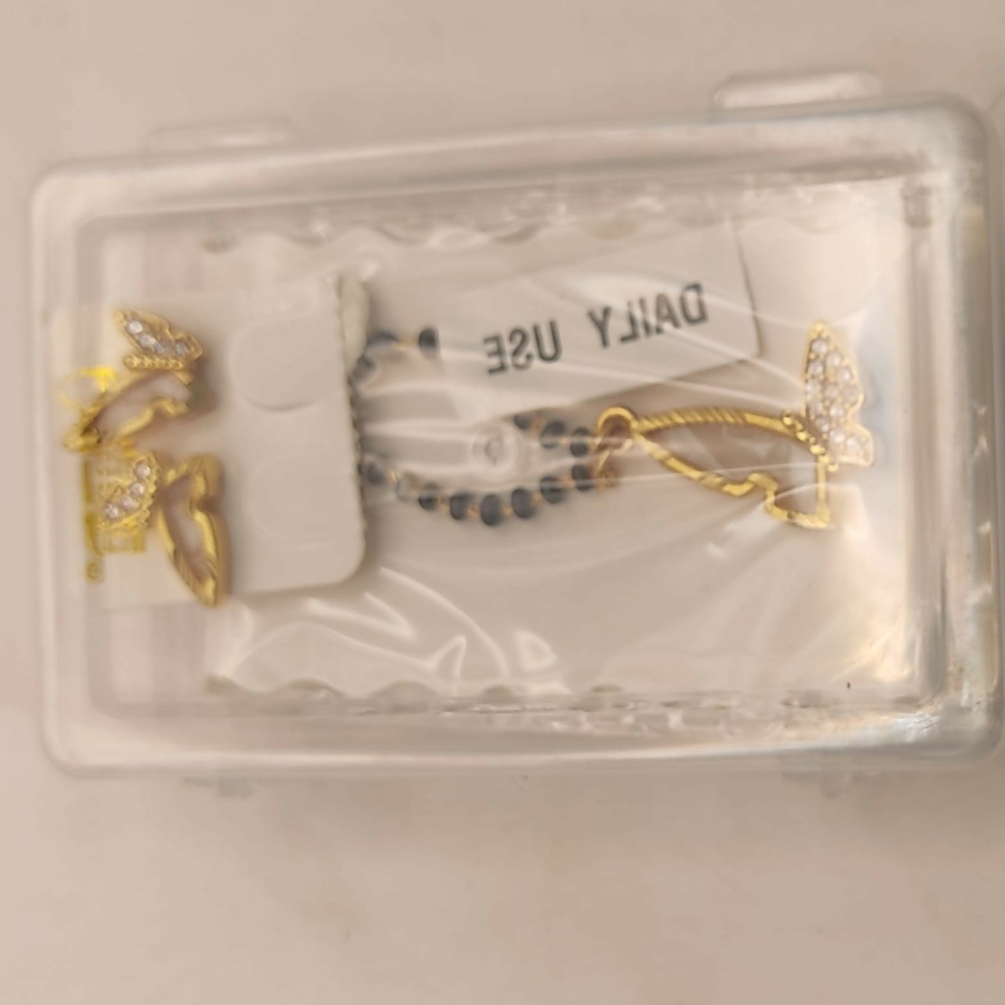 Gold-Plated AD Butterfly Mangalsutra & Matching Earrings Set for women