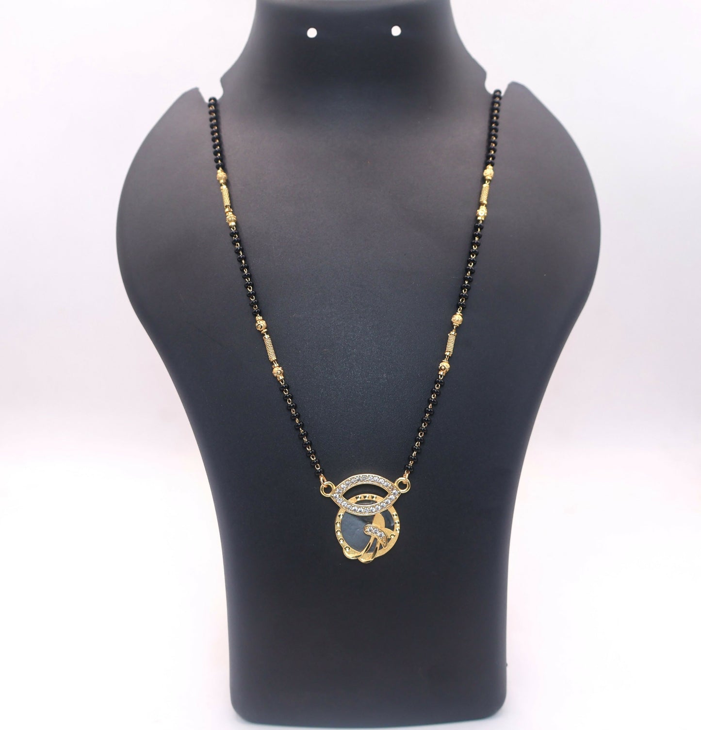 Gold-Plated AD Evil Eye Mangal sutra with Floral Pendant For women