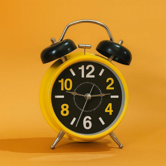 Yellow Twin Bell Alarm Clock with Bold Numbers & Loud Ring for Heavy Sleepers