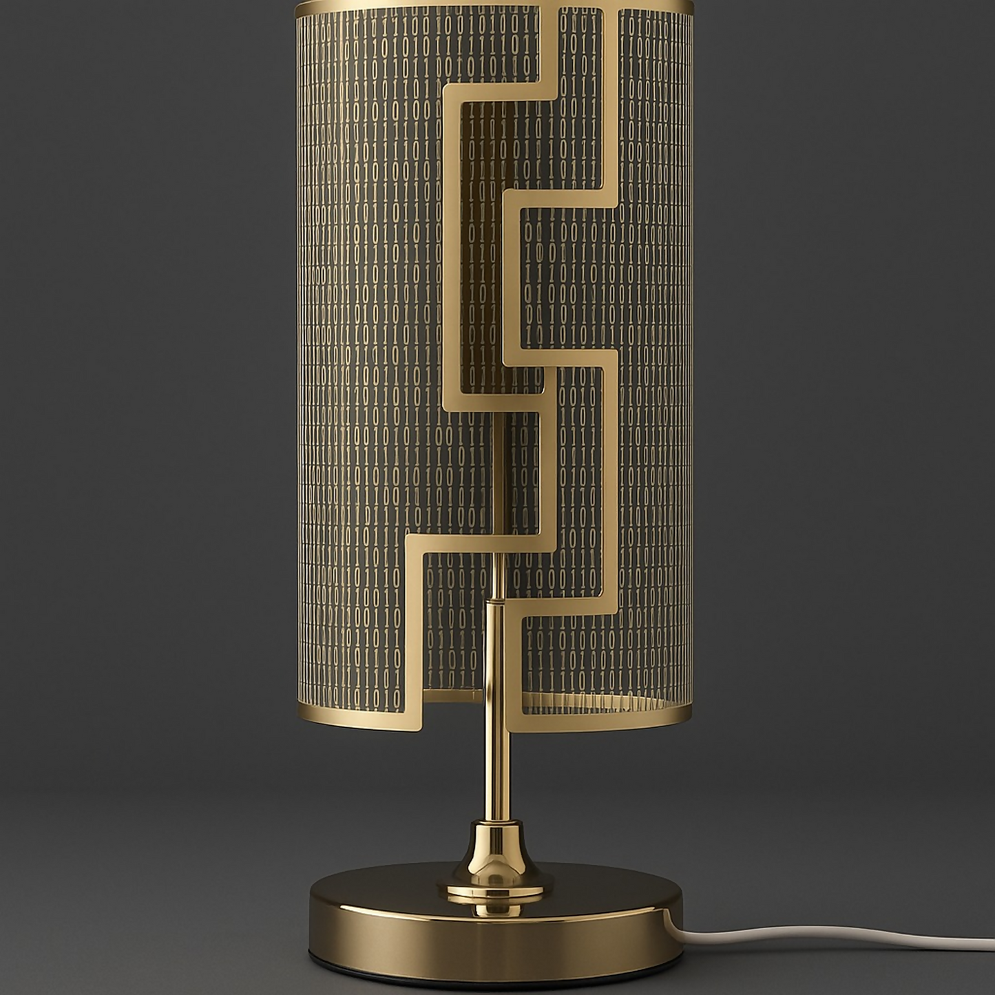 Premium Geometric LED Table Lamp for Home Décor | Modern Gold Metal Body with Designer Cut-Pattern Shade | Warm Ambient Light for Bedroom, Living Room & Office | Stylish Decorative Bedside Night Lamp for Gifting & Decoration