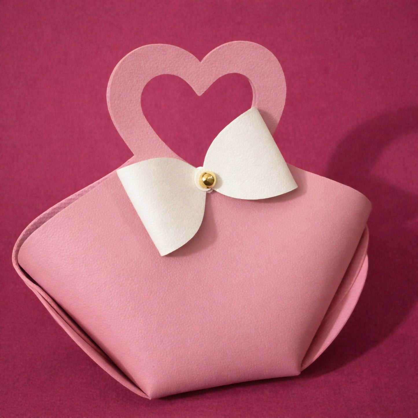 Pink Mini Handheld Bag for Women | Cute Heart Handle Casual & Gift Purse
