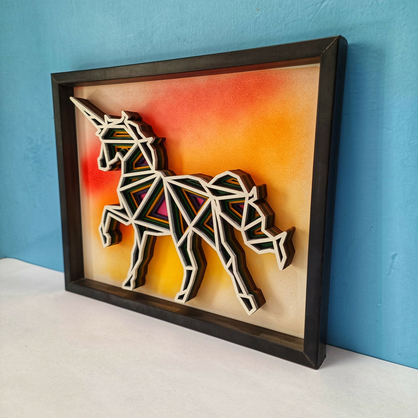 Handcrafted Multi-Layer Wooden Horse Wall Art – 3D Running Horse Design | Elegant Home Decor Frame | Premium Handmade Indian Artwork