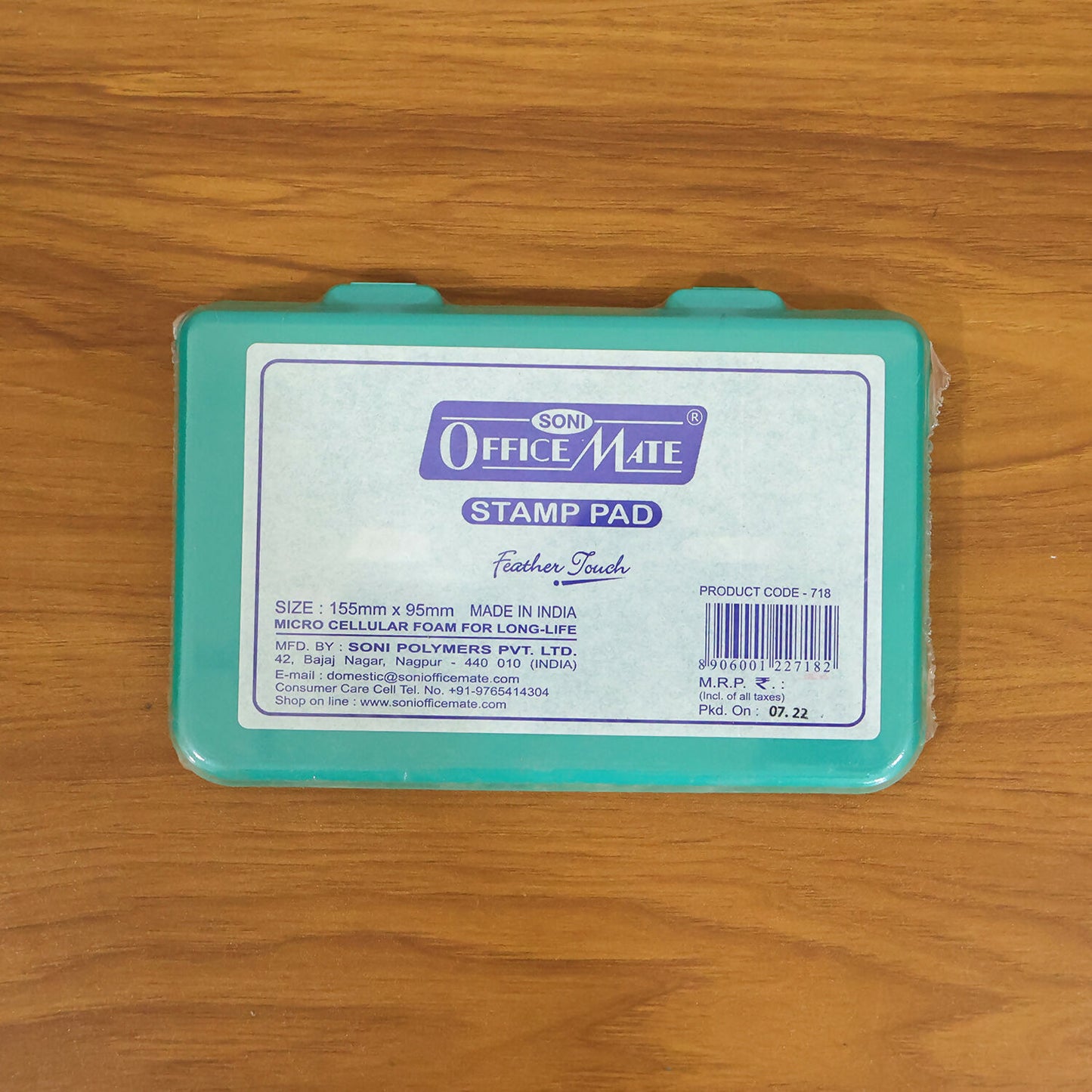 OfficeMate Green Feather Touch Stamp Pad for Office And School Use (155x95 mm)