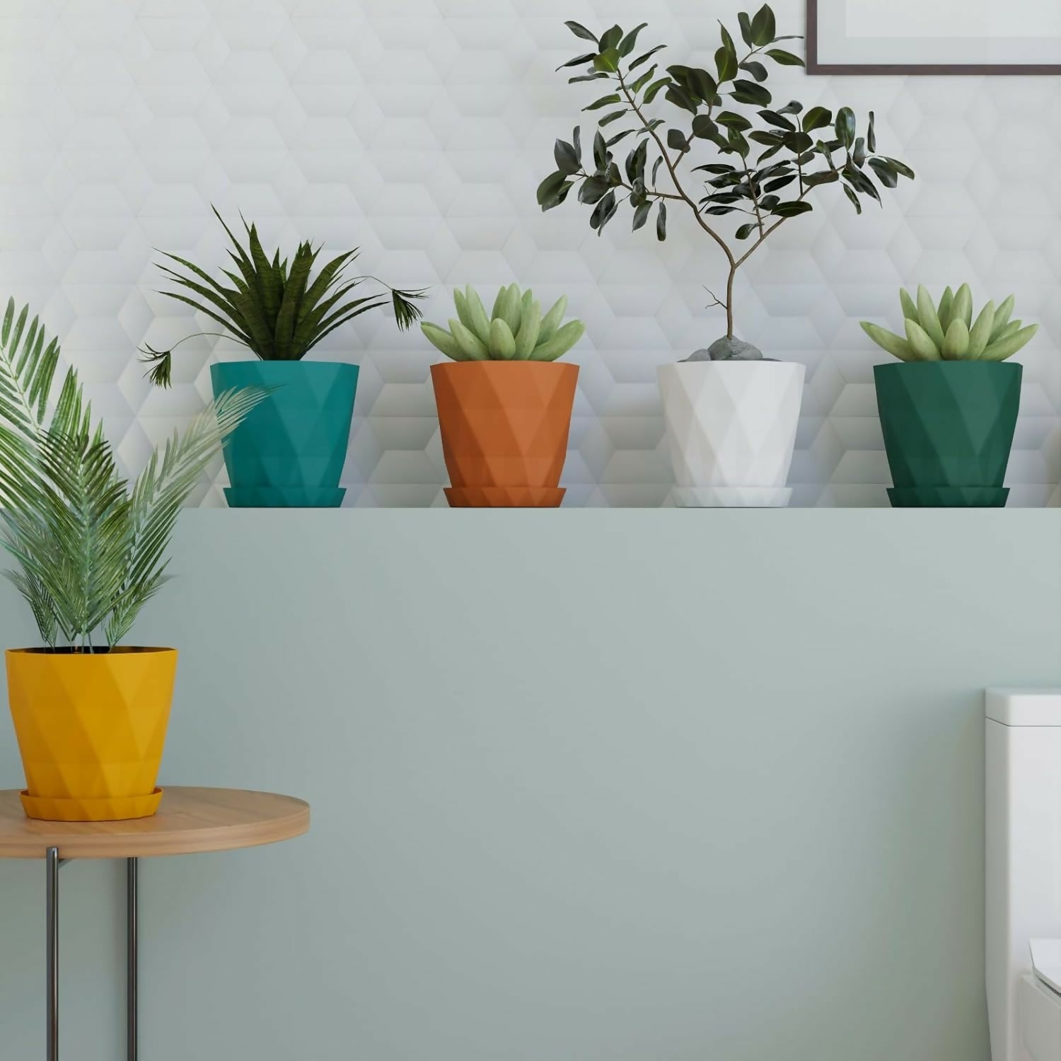 DIAMOND FLOWER POTS SET OF 5