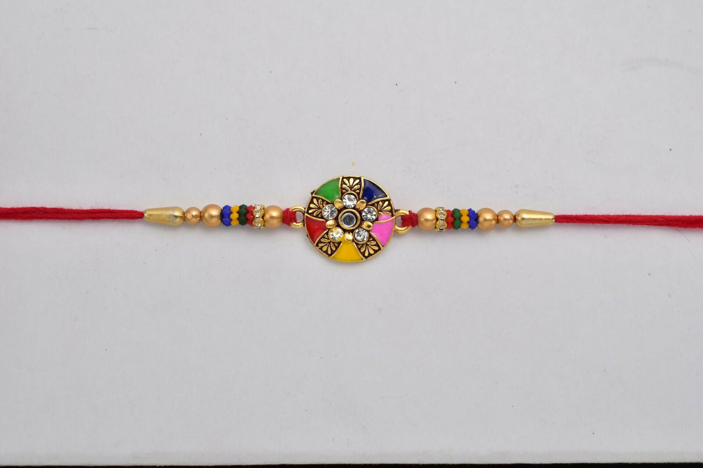 Multicolor Designer Rakhi Floral Embellished Beaded Thread (5pcs)