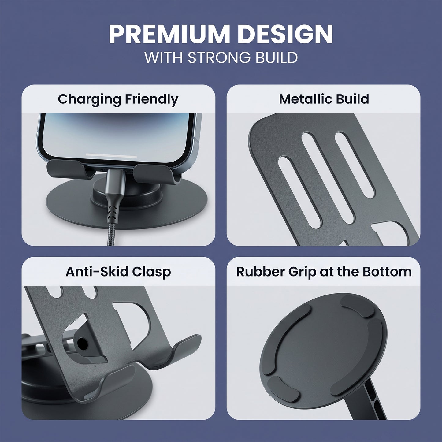 Metal Foldable Mobile Stand 360 Degree Rotating Adjustable Holder (1 Pc)
