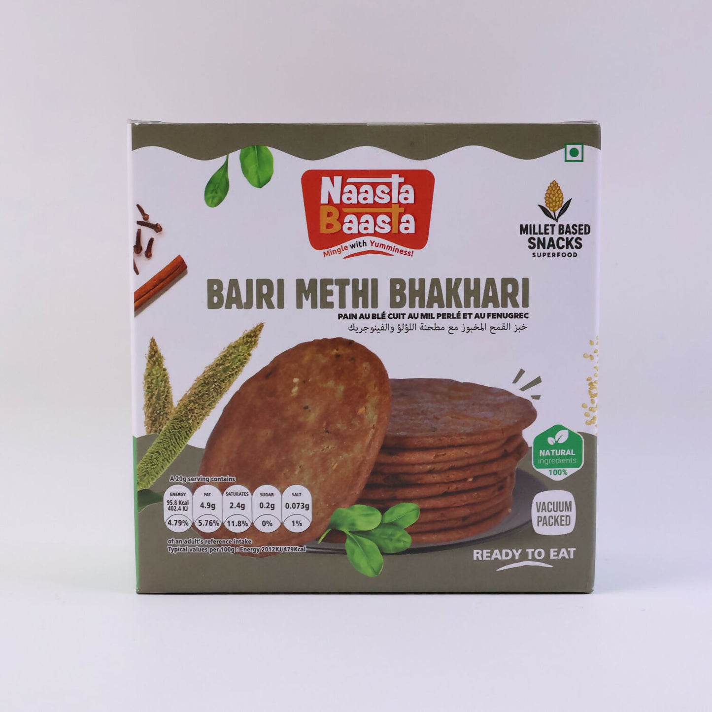 Millet and methi Bhakhari snack pieces