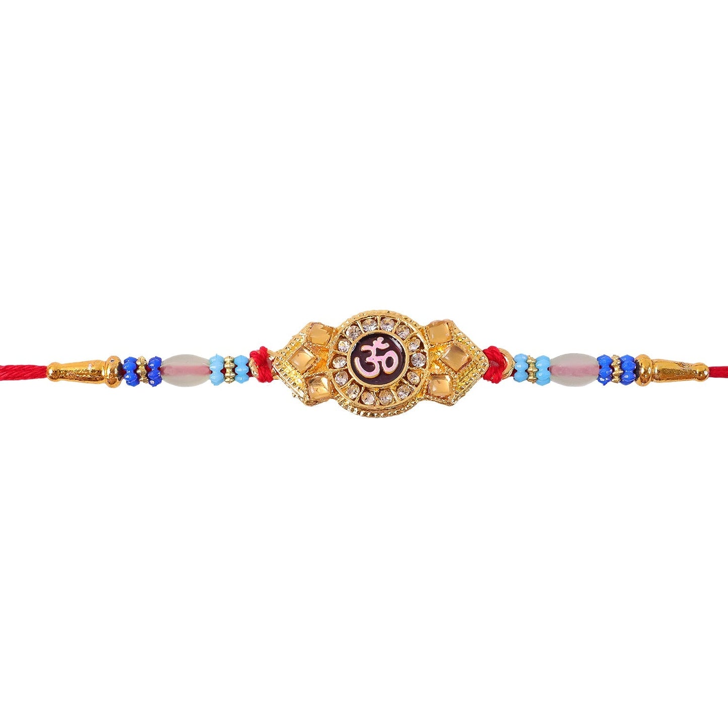 Om Symbol Rakhi for Brother Stone Studded Traditional Design (10pcs)