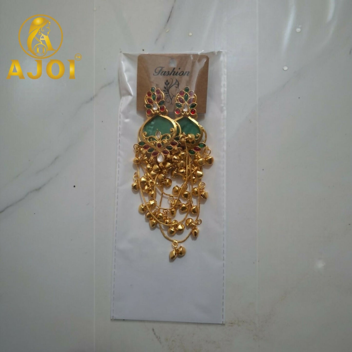 Royal Green Ruby Temple Chandbali Earrings for Bridal & Festive Wear
