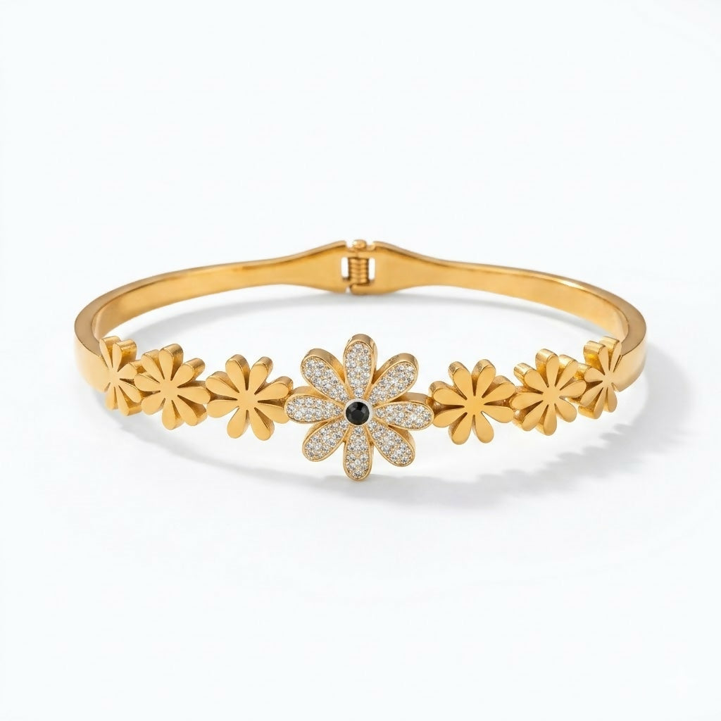 Eternal Bloom kada bracelet with enamel flower details