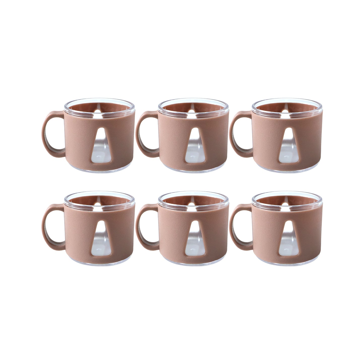 Tea cup set displayed on kitchen counter