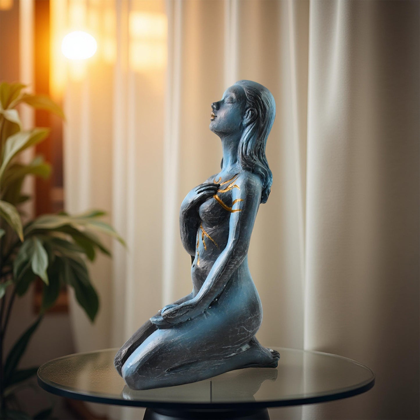 Elegant Resin Kneeling Woman Decorative Statue (1 Pc)