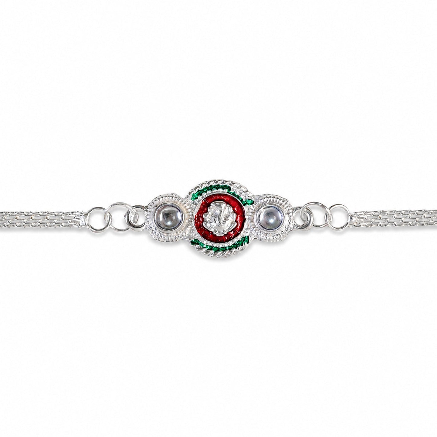 Silver Ganesha Rakhi Elegant Dual Chain for Raksha Bandhan (5pcs)