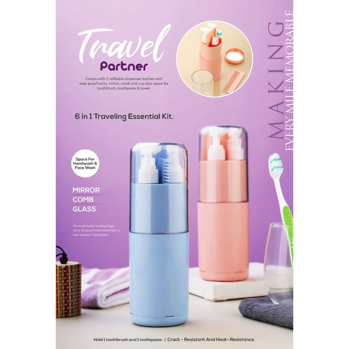 Travel Partner 6 in 1 kit Multi color