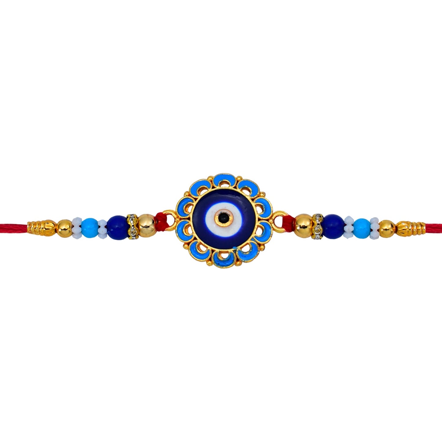 Evil Eye Rakhi Protective Blue Beads for Brother (5pcs)