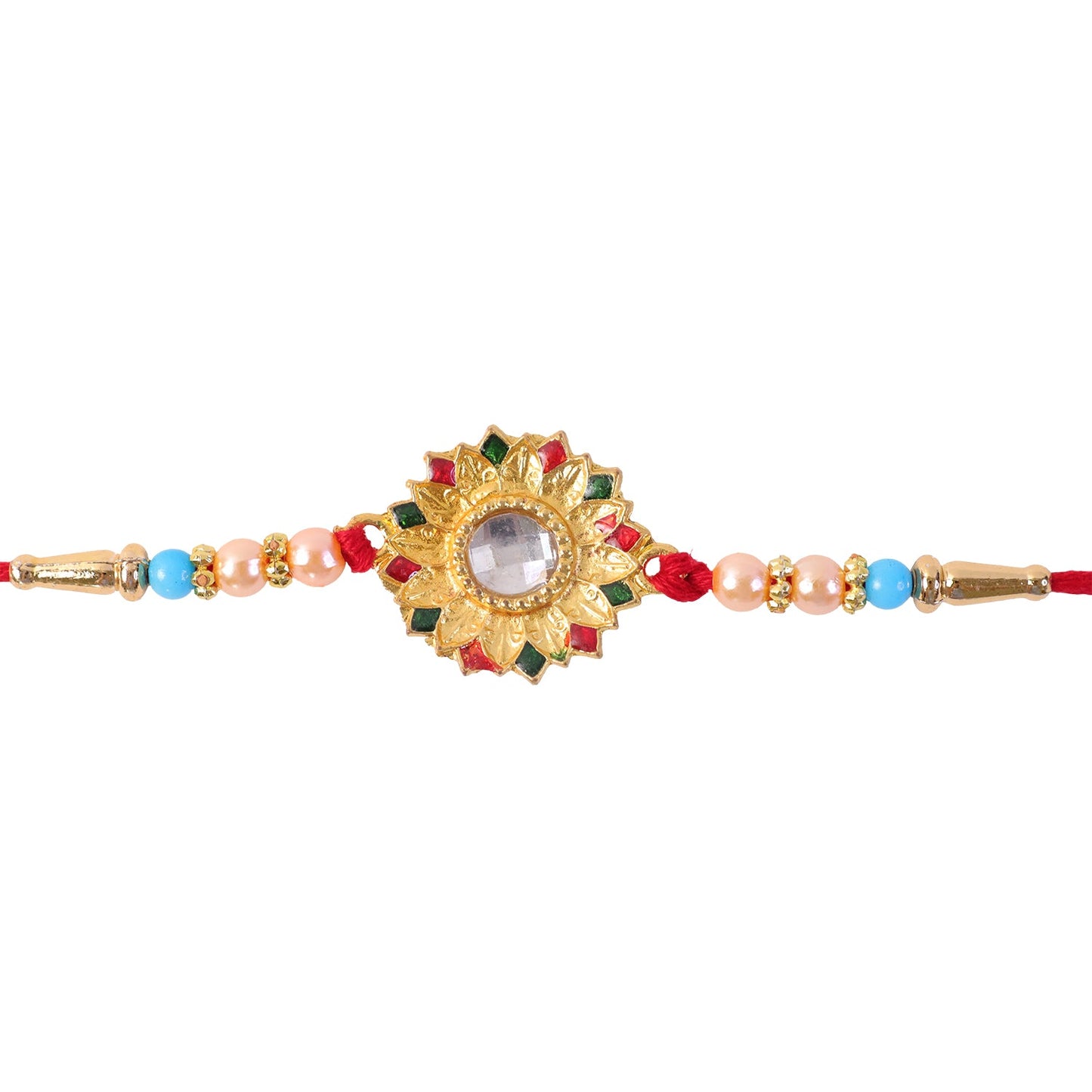 Floral Mirror Rakhi Traditional Brother Gift for Raksha Bandhan (5pcs)