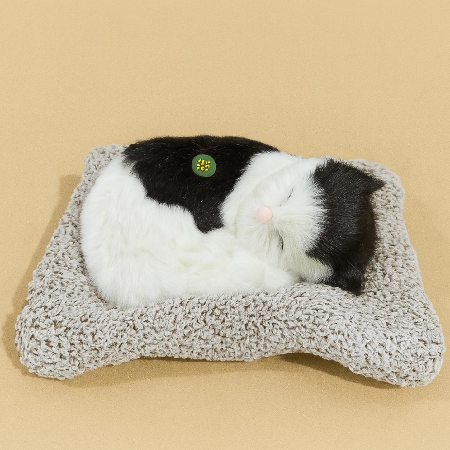Premium Black & White Sleeping Cat Dashboard Toy