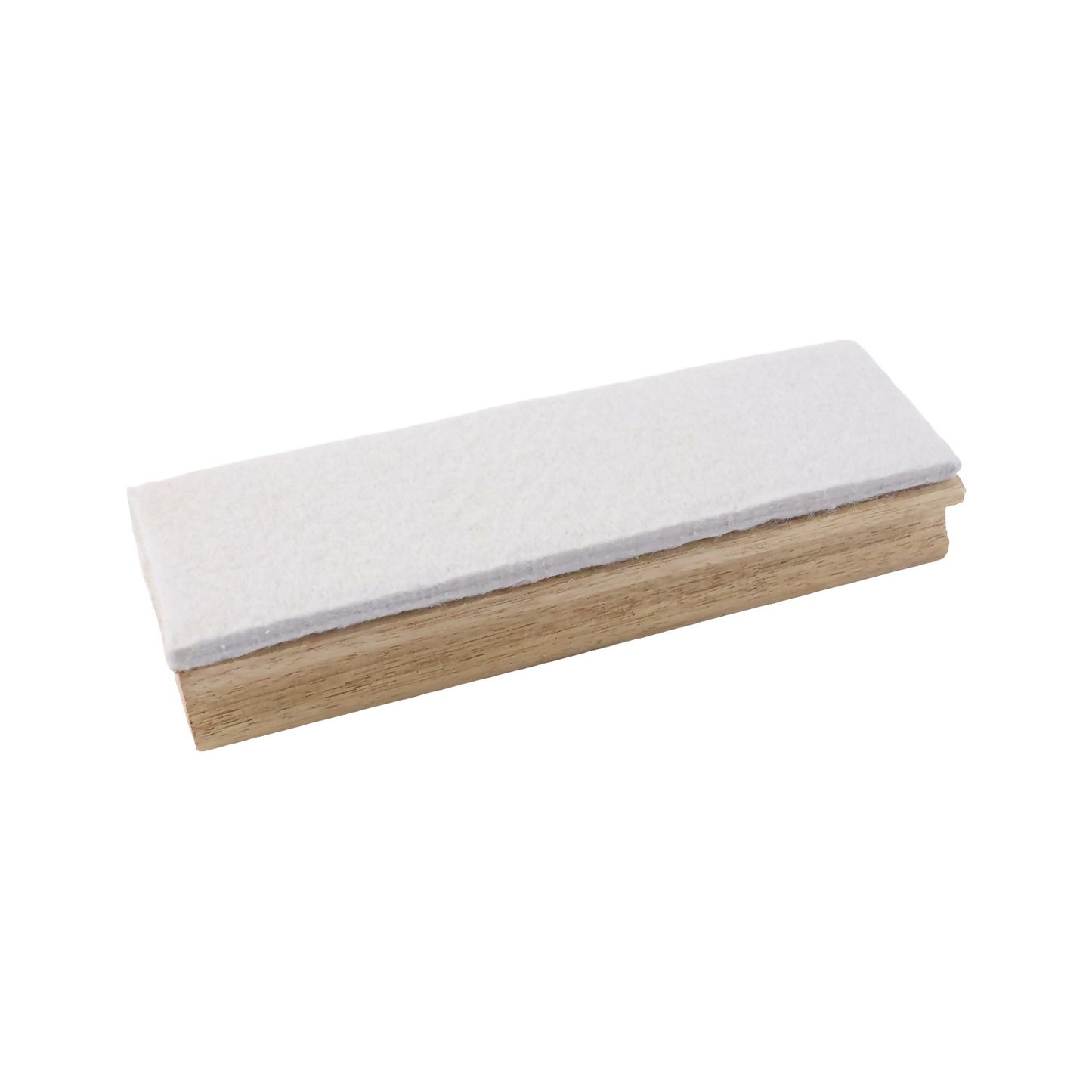 Erasing marker ink from whiteboard with wooden duster