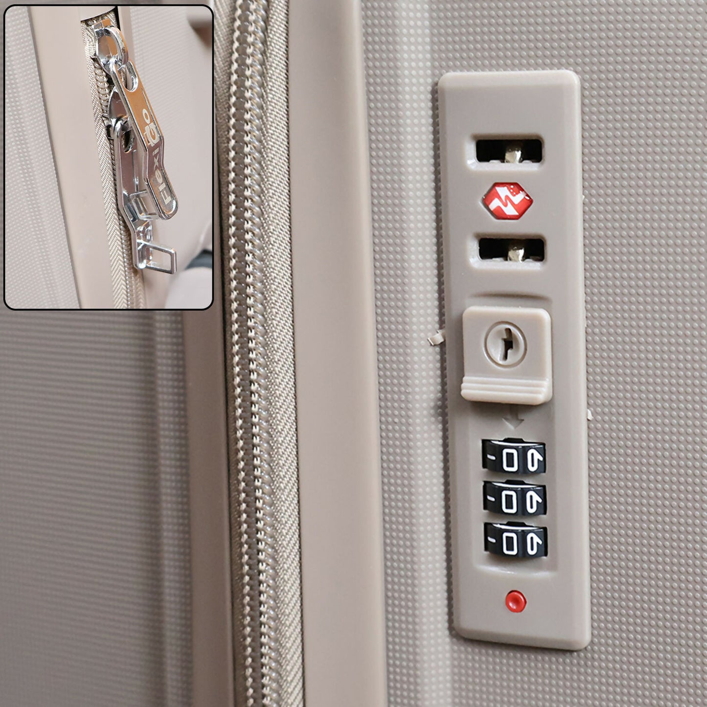 Beige Gold Hard Shell Cabin Trolley Suitcase with Telescopic Handle & 8 Wheels