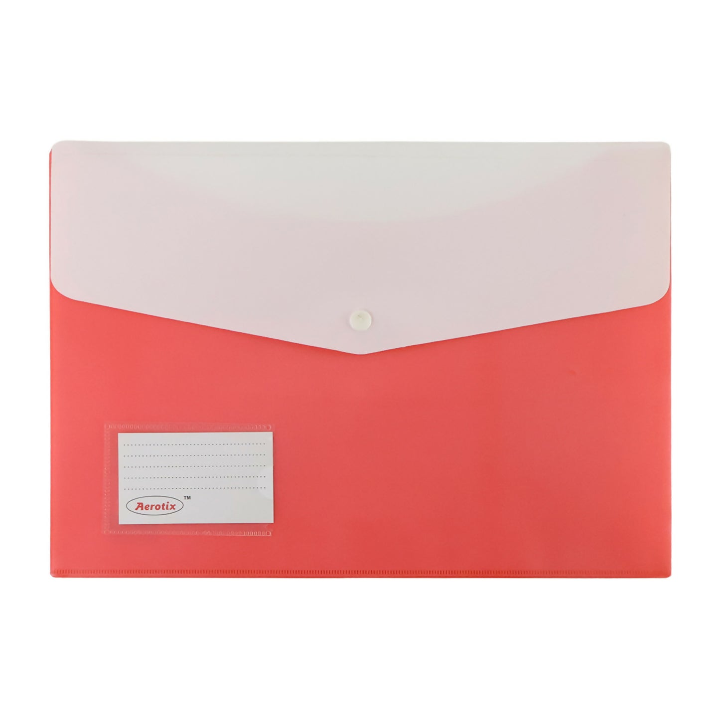 Mix Design A4 Plastic Document Folder – Button Closure File with Label Slot for Office & School (1 Pc)