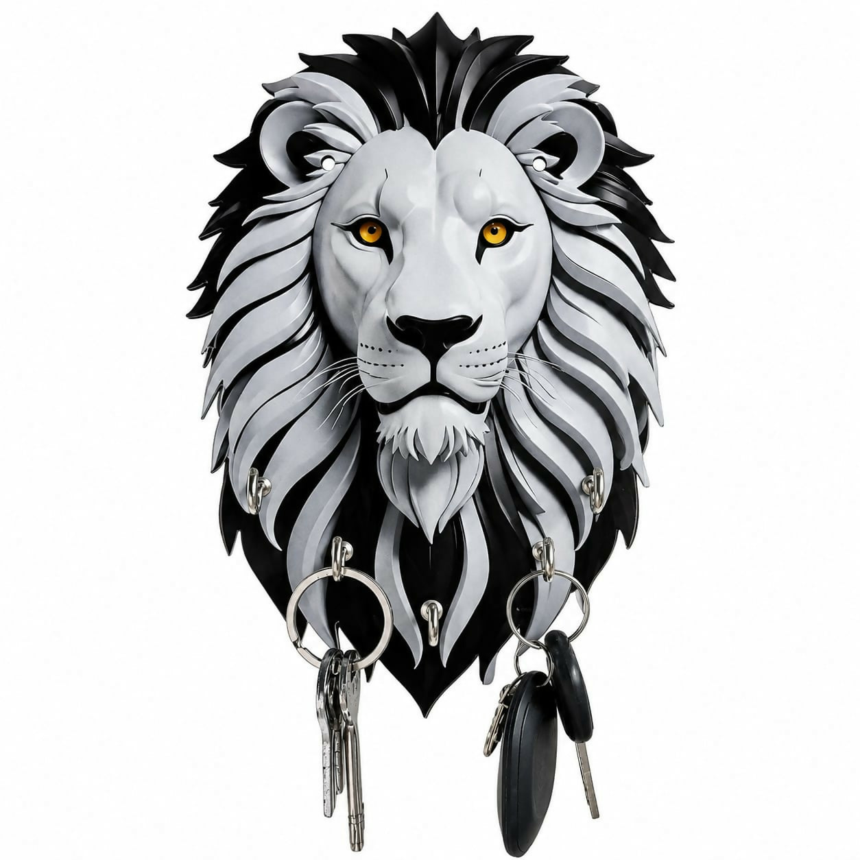Elegant lion face key holder in a modern home entryway