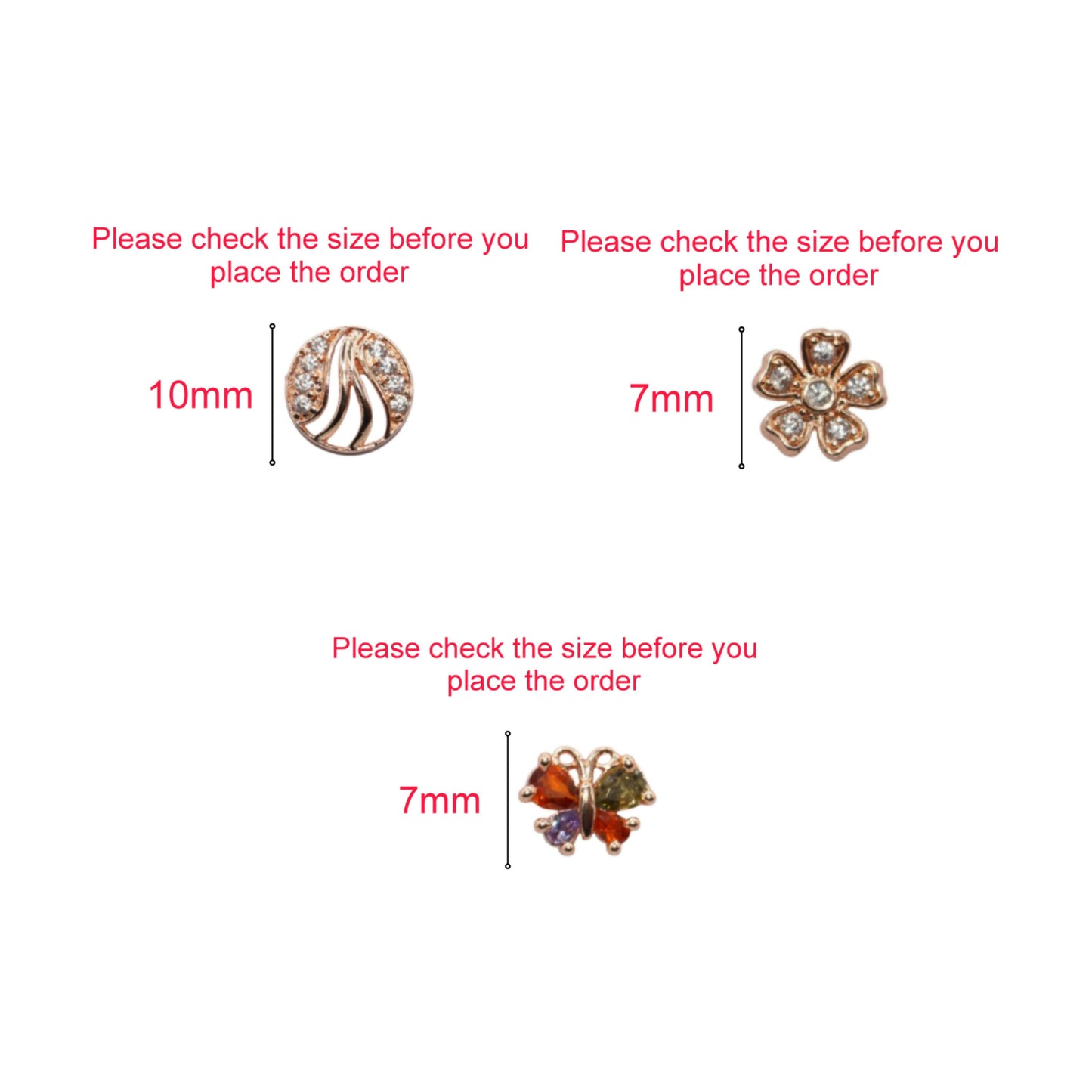3-Pair Rose Gold Stud Earring Set - Flower, Swirl, Butterfly for women and girls Combo Pack of 3