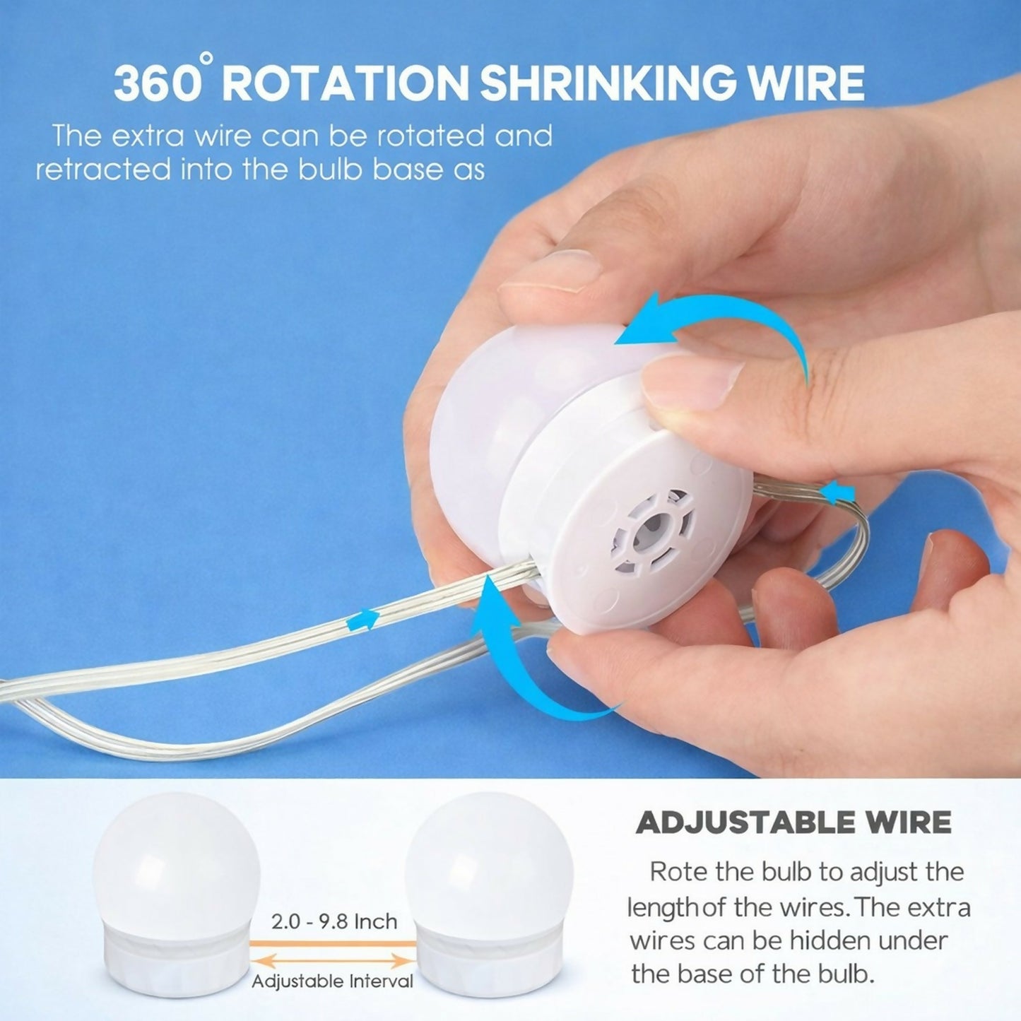 LED Vanity Mirror Lights with 3 Color Modes, Adjustable Bulbs, USB Powered