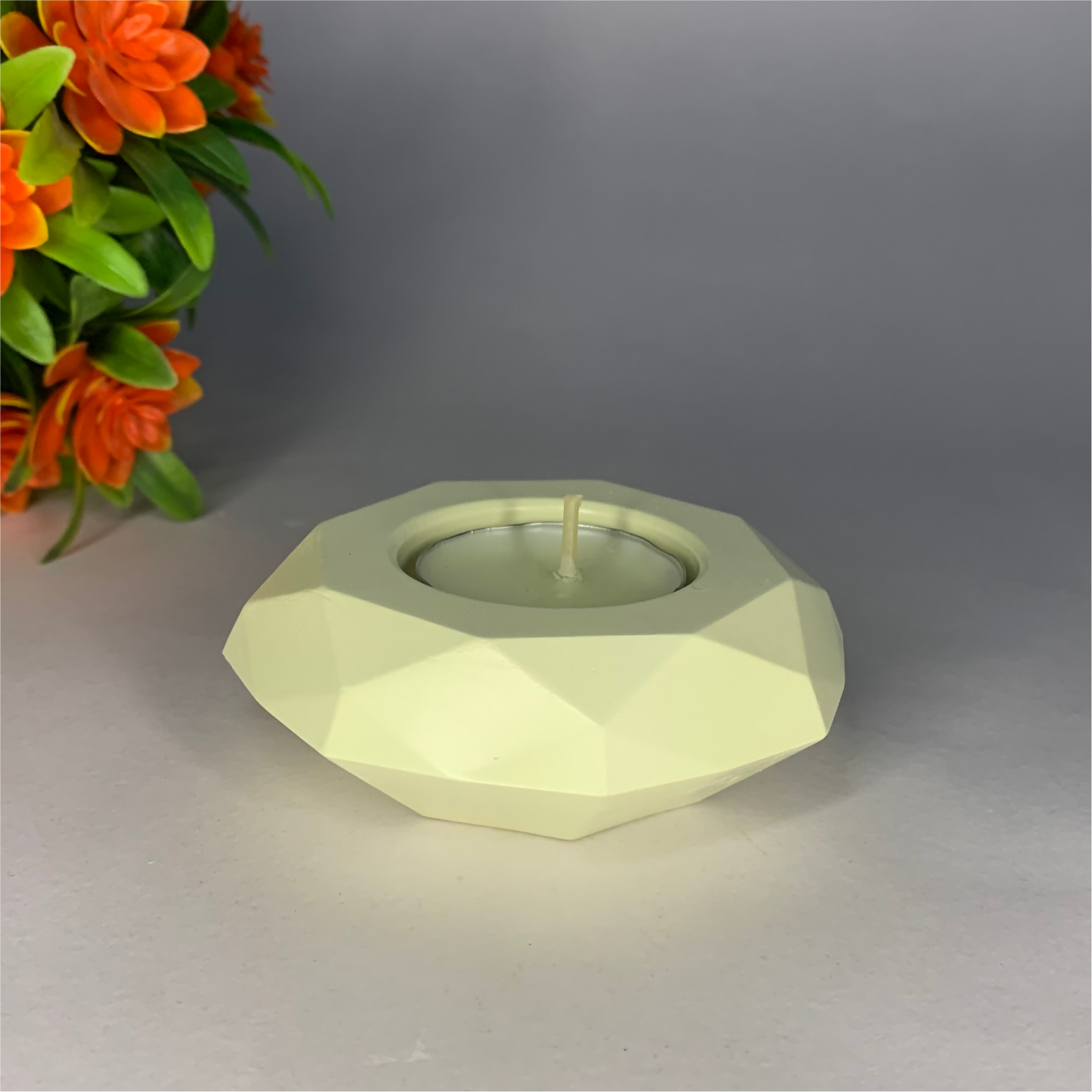 Diamond Diya ivory tealight candle Elegant Home Decor Handmade