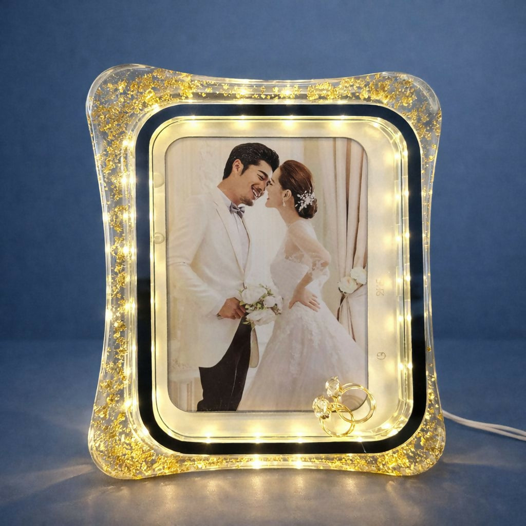LED Crystal Photo Frame with Romantic Light for Couple Memories