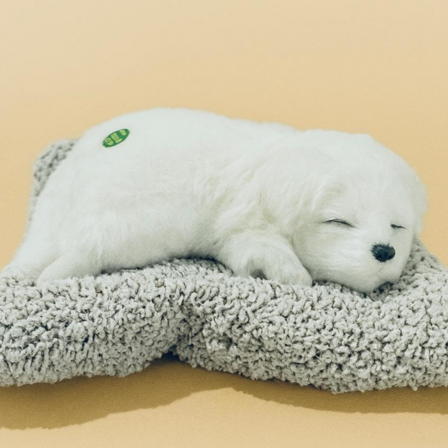 Premium White Sleeping Puppy Dashboard Toy