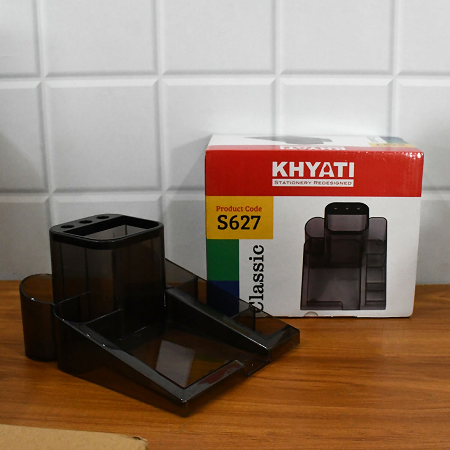 Khyati Classic Stationery Holder Stand – Multi-Compartment Desk Organizer