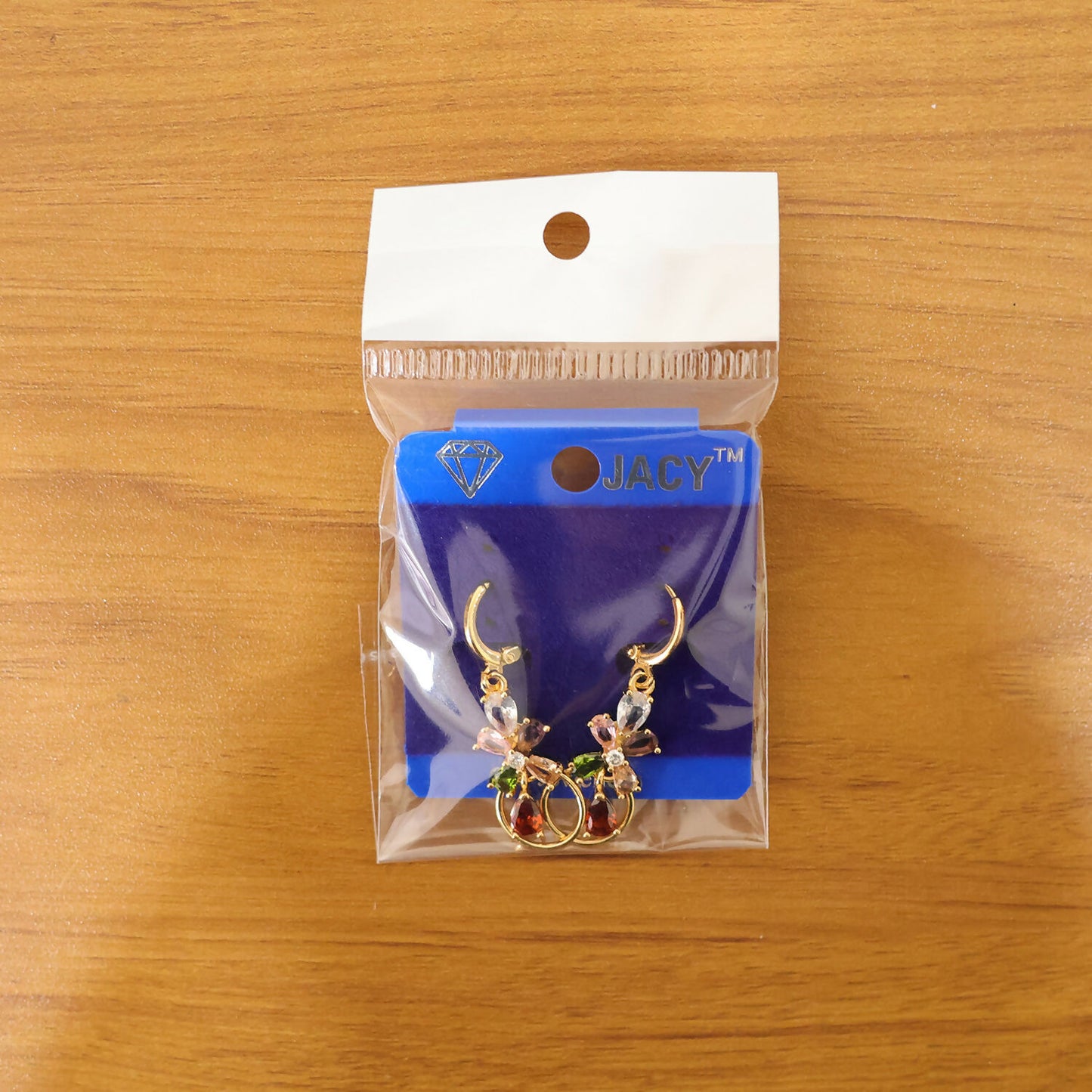 Gold-Tone Multicolor Floral Crystal Hoop Drop Earrings for Women