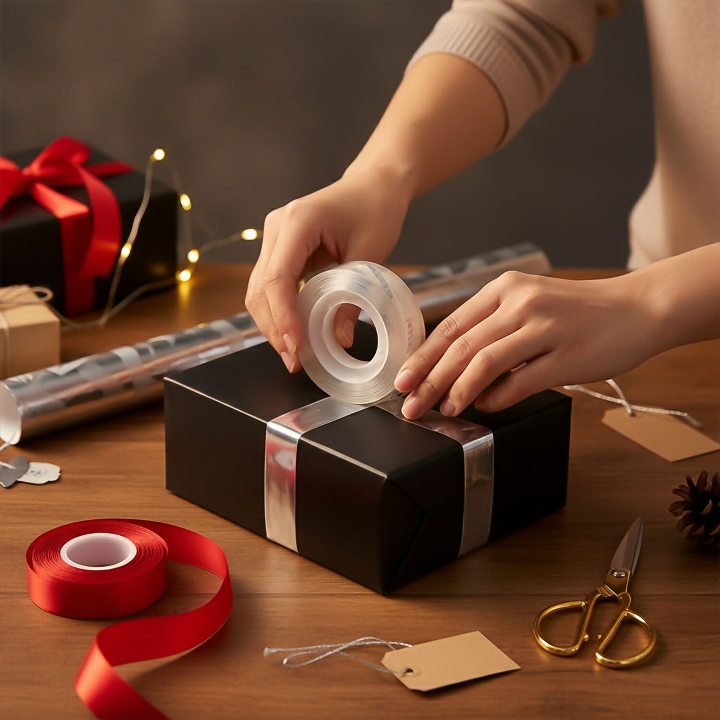 Clear Transparent Tape 33x12 mm Strong Adhesive Office Tape (Pack of 12)